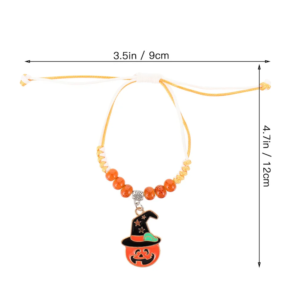 4pcs Halloween Theme Decoration Pumpkin Pendants Bracelets Jewelry Accessories