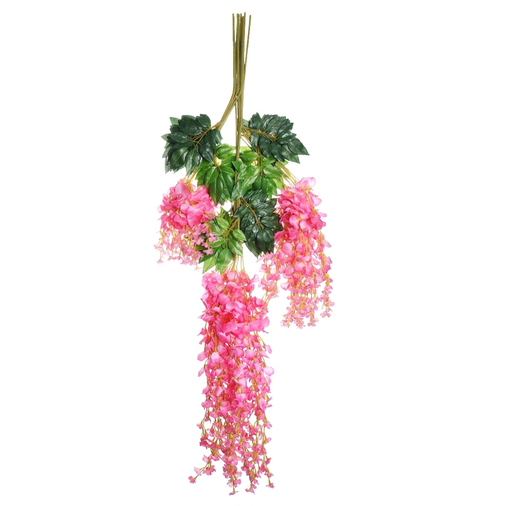 12pcs 110cm Artificial Wisteria Simulation Flowers Home Garden Garland Wedding Decor (Pink)