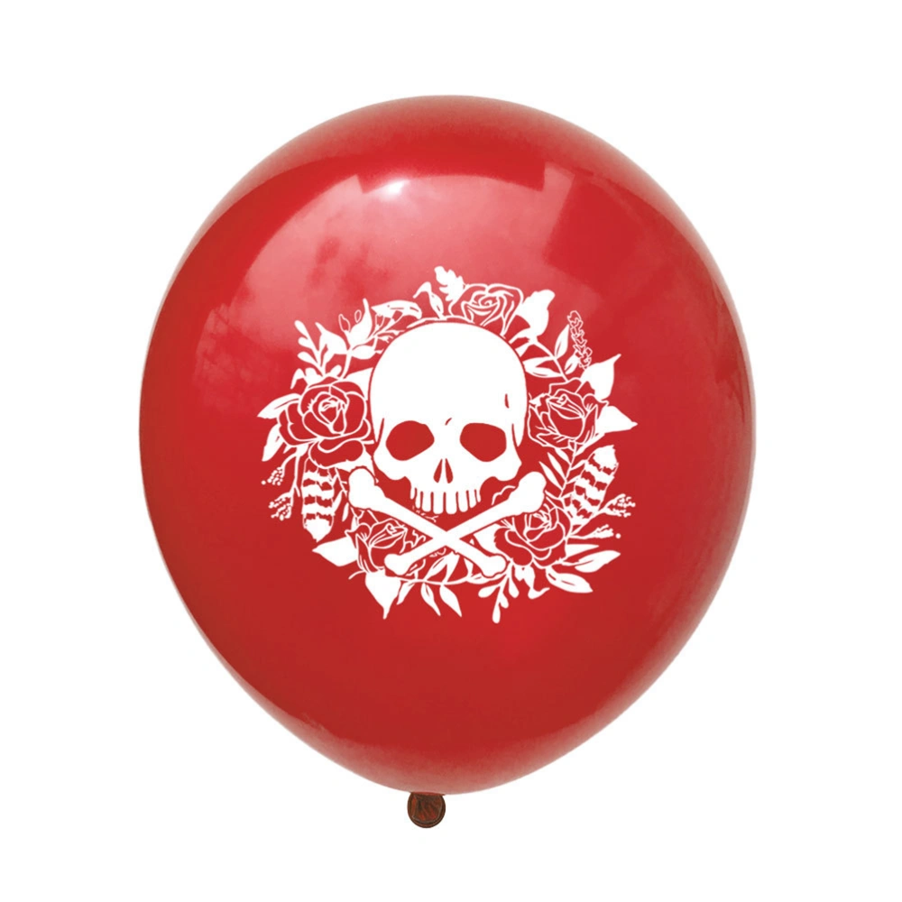 15pcs Halloween Shining Balloon Skull Printing Latex Balloons for Featival Gathering Party (10pcs Colorful Skull Balloons, 5pcs Shining Star Balloons, Without Ribbon)