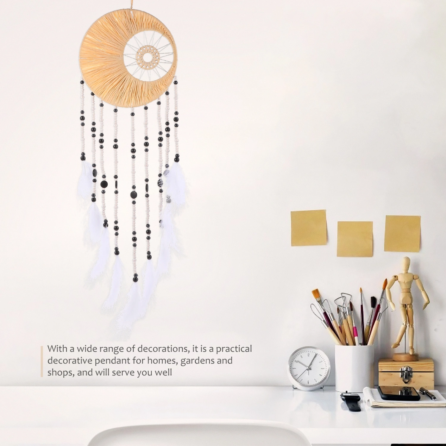 1Pc Delicate DIY Feathers Dream Catcher Pendant Wood Bead Hanging Dream Catcher