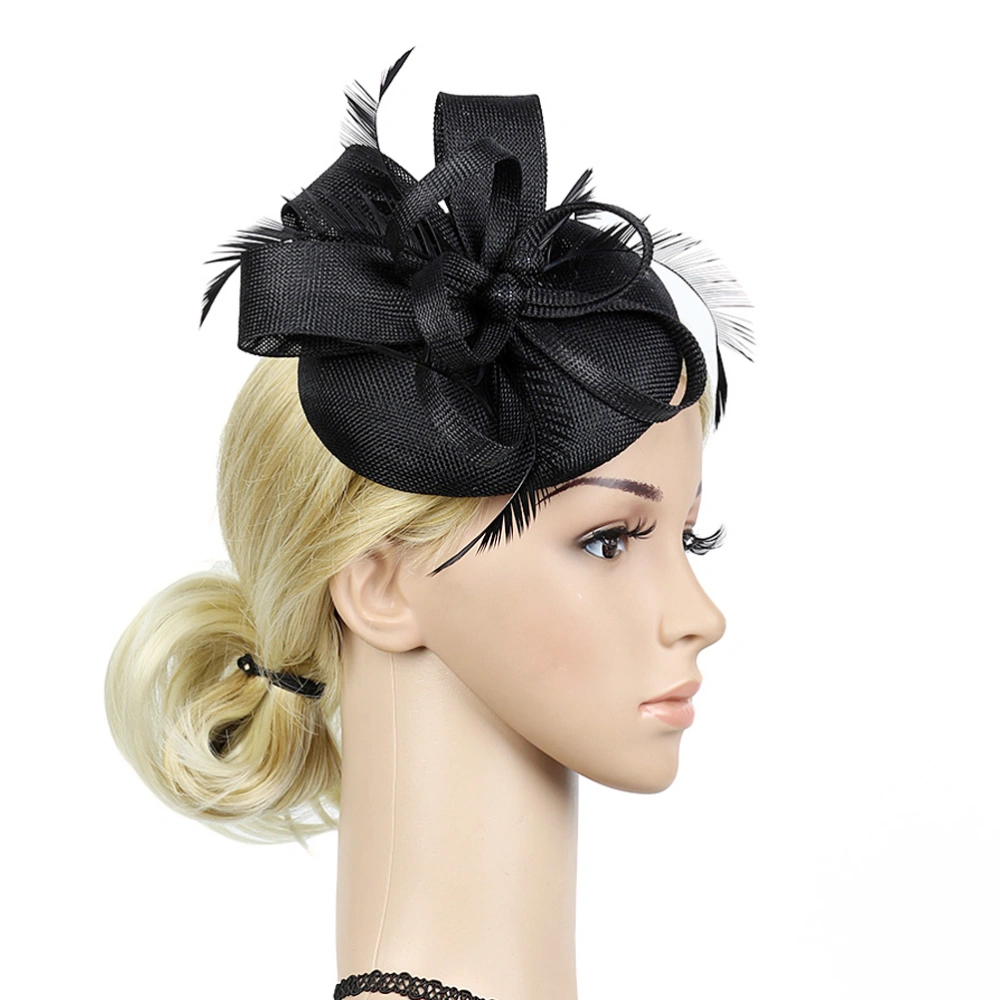 Imitation Linen Hat Headdress Bridal Vintage Hair Accessaries Photo Props (Black)