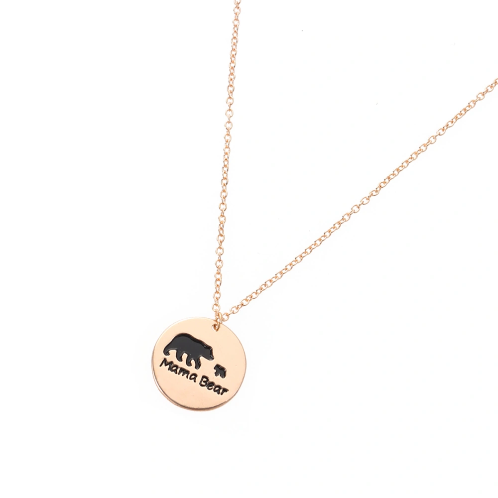 Creative Mama Bear Pendant Necklace Mother's Day Gift with Chain (Gold)