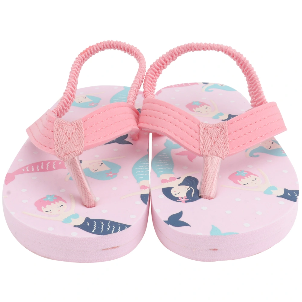 1 Pair Lovely Kids Seaside Slipper Stylish Summer Beach Slipper Anti-slip Sole Slipper Lightweight Quick Dry Slipper Creative Printing Flops for Kids Wearing (Pink Size 24 9US,8UK,26EU,3.7335Inch)