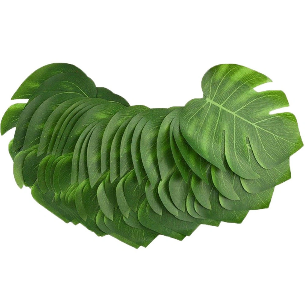 30PCS Simulated Monstera Leaves Decor Realistic Green Leaves Ornament Artificial Plants Leaves Adornment Creative Decor Supplies for Home (Green 8 Inch Middle Size)