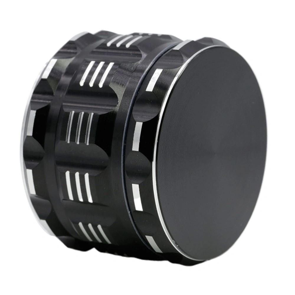 Aluminum Alloy Flat Petals Polygonal Stripe Metal Herb Grinder Breaker Tobacco Grinder 63mm Diameter (Black)