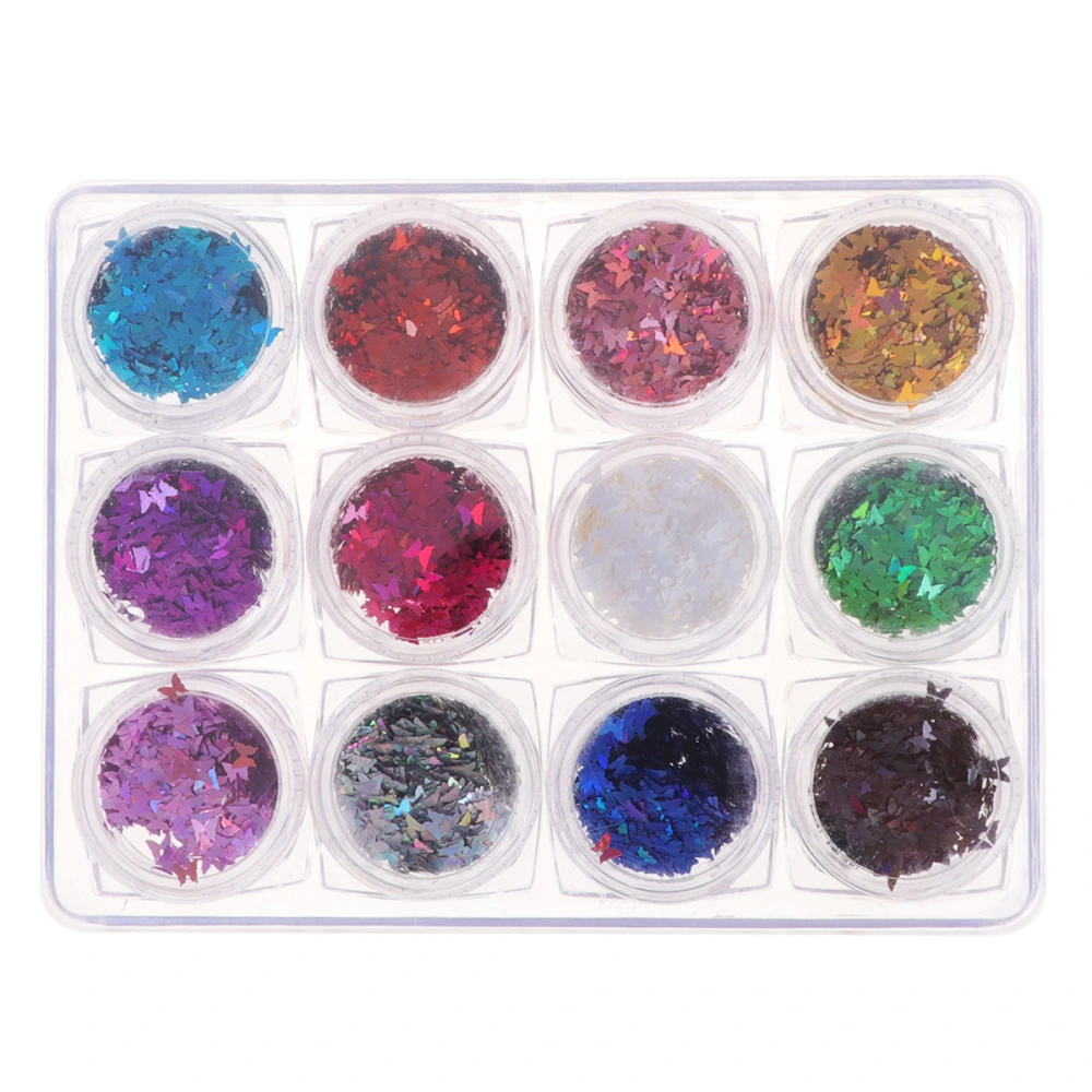 12pcs Nail Sequins Shiny Nail Art Glitter Sequins Shaped Nail Decors Shimmer Nail Art Stickers