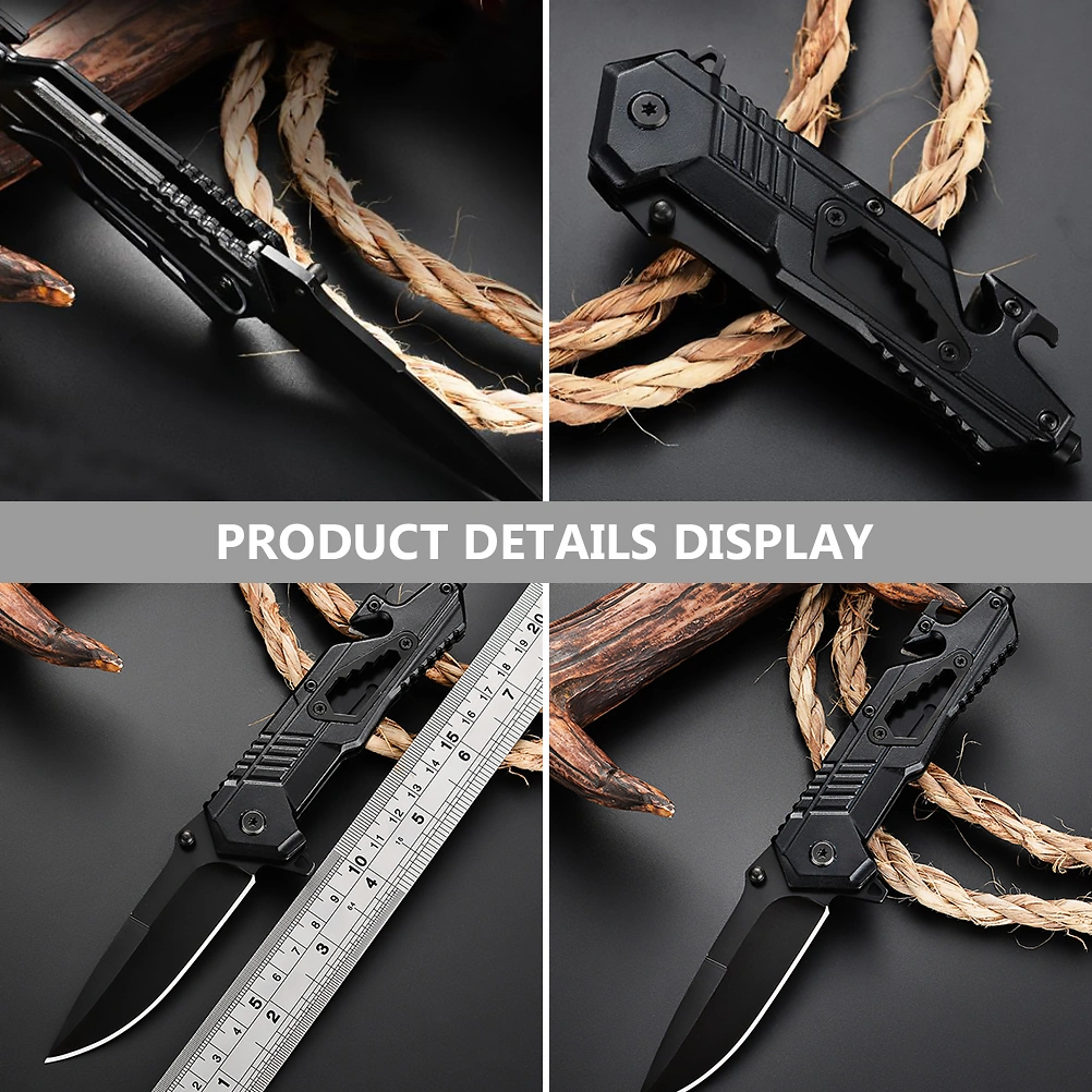 1Pc Folding Pocket Portable Foldable Cutter Outdoor Survival Cutter(Black)