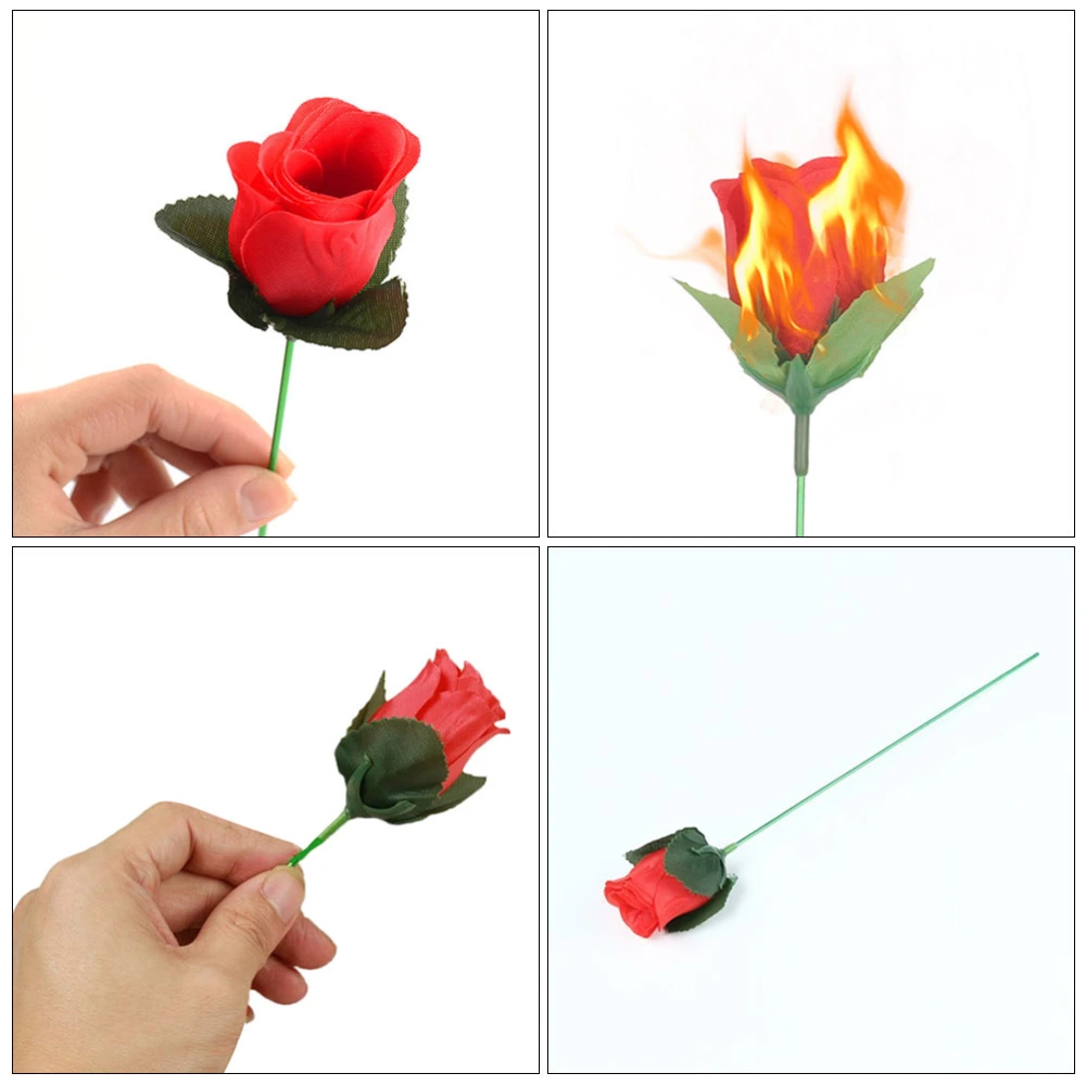 8Pcs Torch to Rose Props Funny Conjuring Performance Rose for Wedding Party