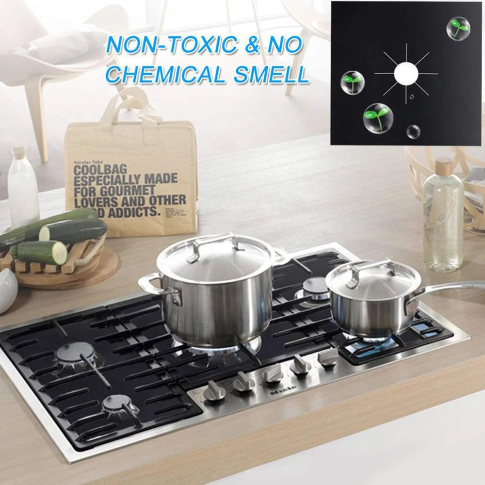 5pcs Practical Stove Burner Covers Durable Gas Range Protector Reusable Hob Stovetop Liners Clean Mat Pad (Black, 27x27x0.08cm)