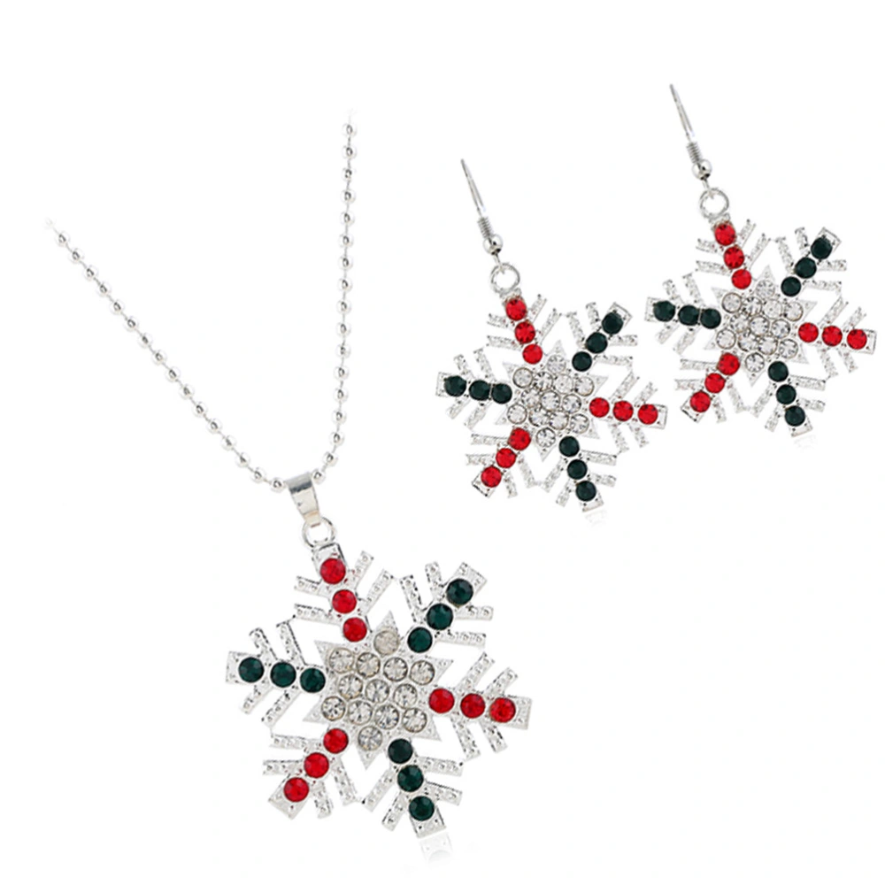 1 Set Earrings Necklace Set Delicate Christmas Snowflake Shape Jewelry Set