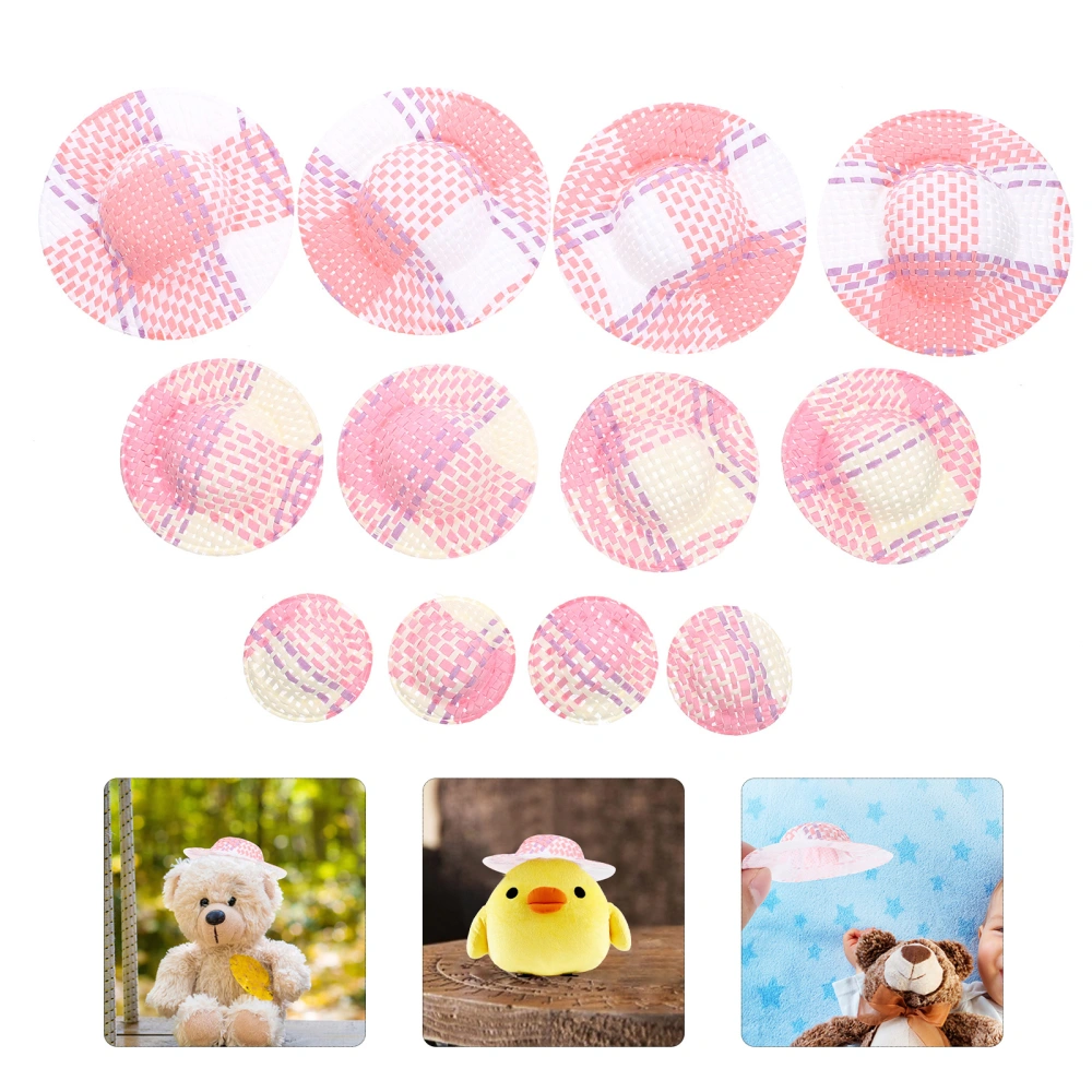 12pcs Mini Hat Miniature Doll Striped Hat Sun Hat Doll Clothing Accessory