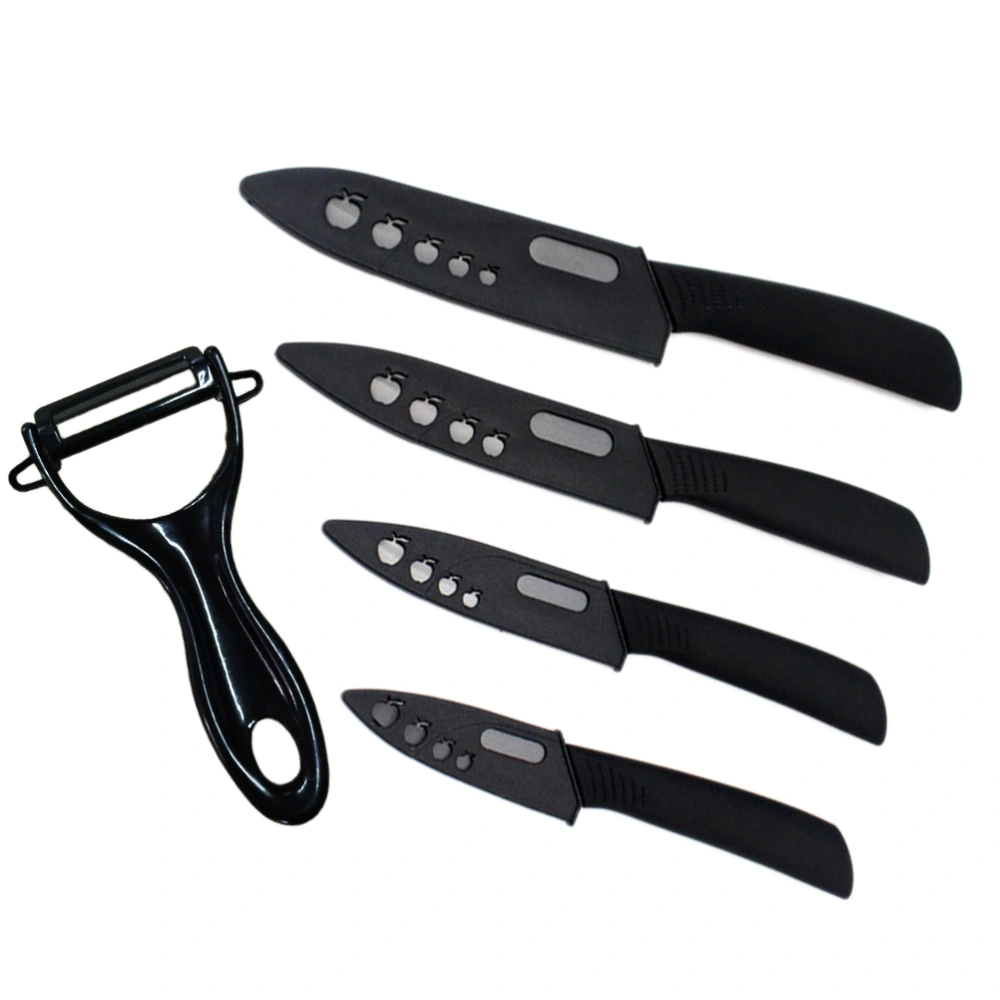 5pcs Kitchen Cutlery Set Shiny Ceramic Knives with a Fruit Peeler