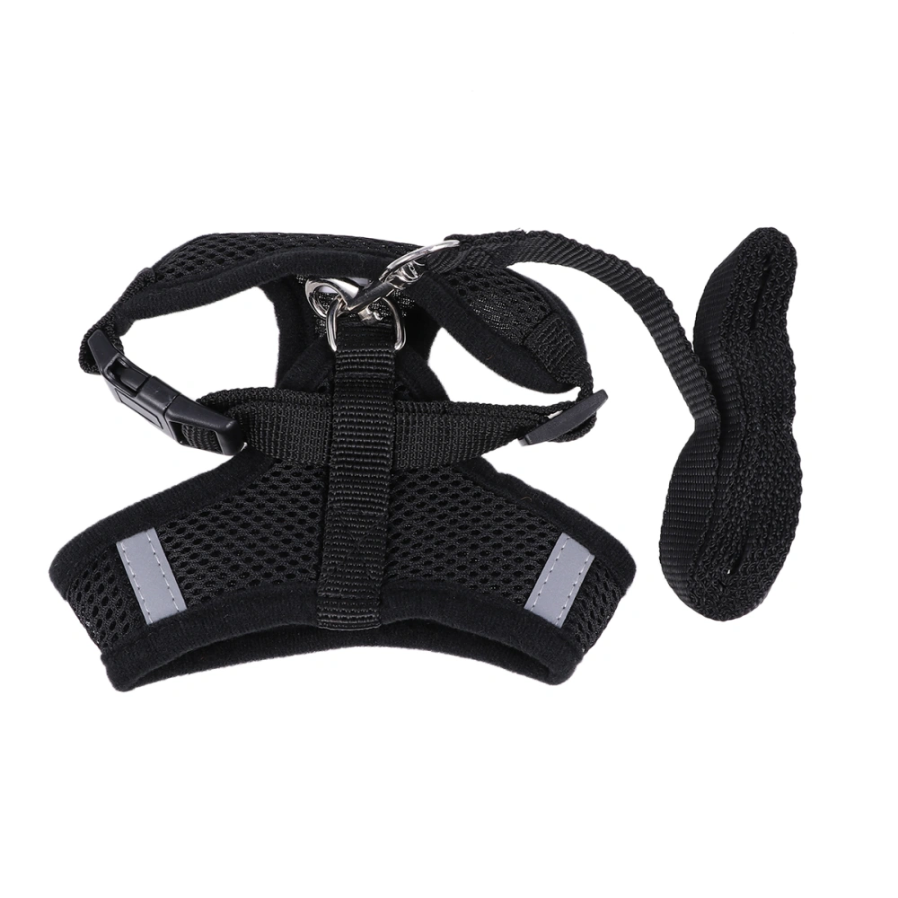 Mesh Harness with Vest Collars Chest Back Chest Strap Pet Supplies Breathable Adjustable Vest for Small Pets Puppies Cats Dogs （Size M Black)