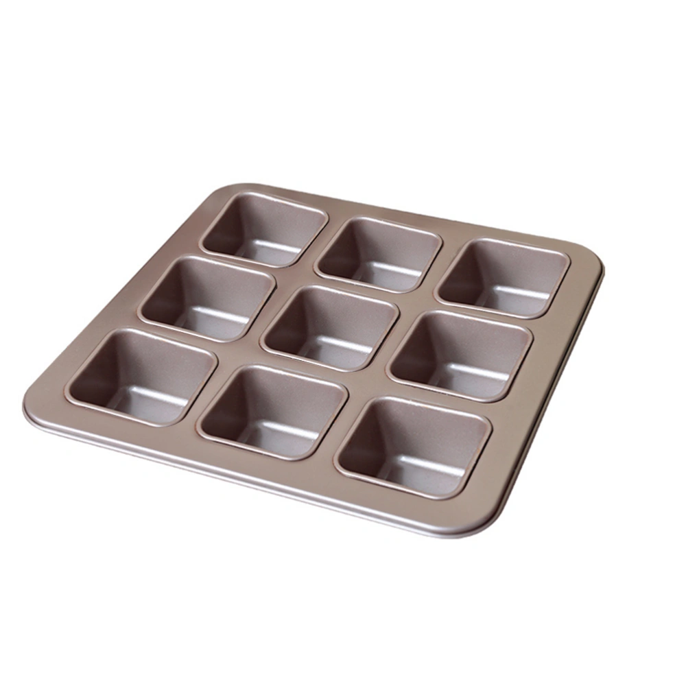 1Pc 9-grid Square Baking Pan Non-stick Cake Tray Carbon Steel Cake Mold