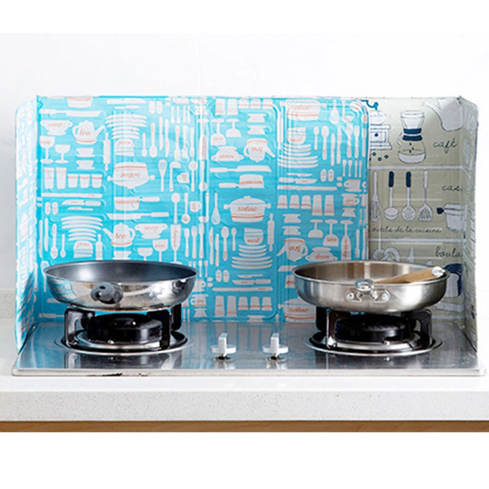 Aluminium Foil Plate Gas Stove Oil Splatter Screens Cooking Insulate Proof Baffle Plate Oil Baffle Plate Kitchen Tools (Blue)