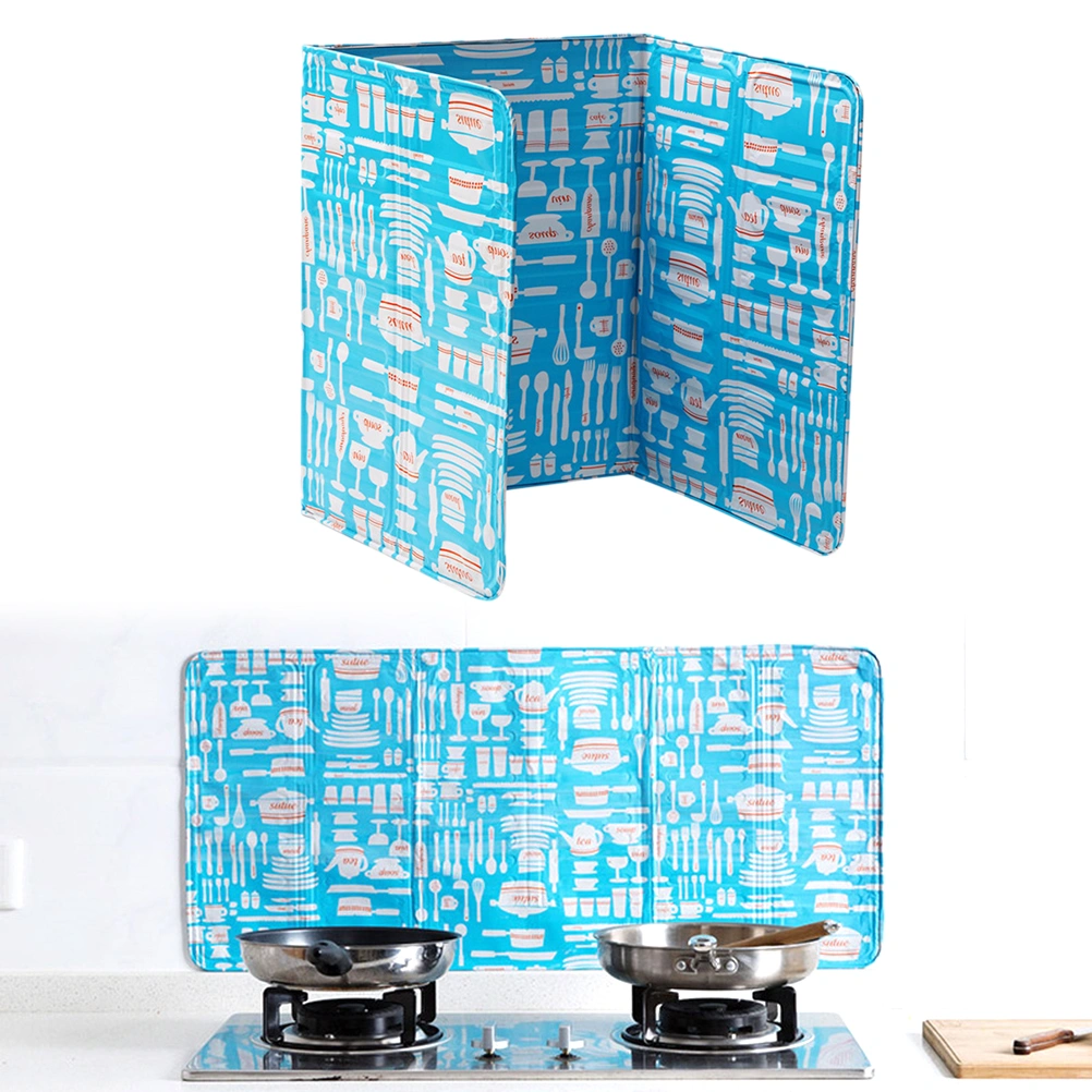 Aluminium Foil Plate Gas Stove Oil Splatter Screens Cooking Insulate Proof Baffle Plate Oil Baffle Plate Kitchen Tools (Blue)