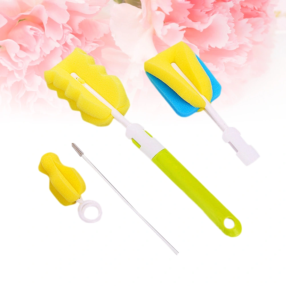 4 Pcs Sponge Baby Bottle Cleaning Brush Glass Milk Feeding Bottle Cup Brush Cleaning Cup Scrubber Washing Brushes