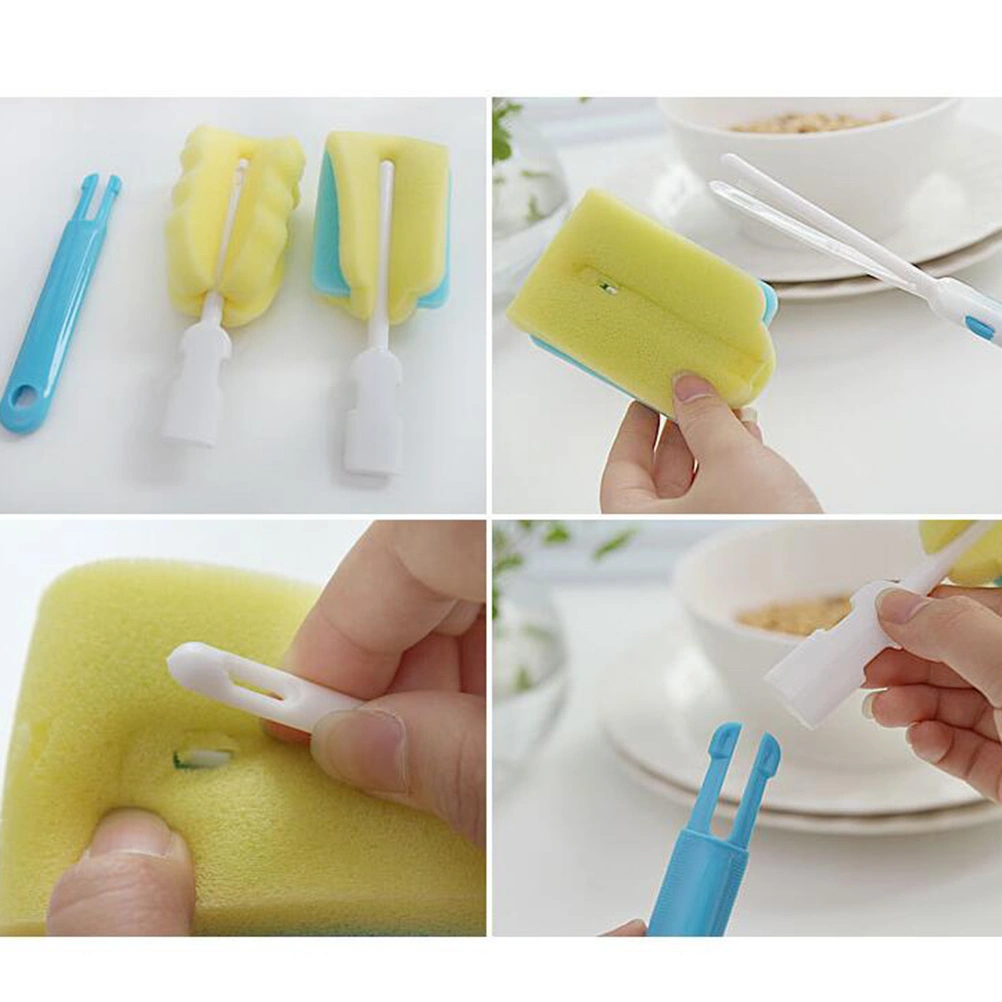 4 Pcs Sponge Baby Bottle Cleaning Brush Glass Milk Feeding Bottle Cup Brush Cleaning Cup Scrubber Washing Brushes