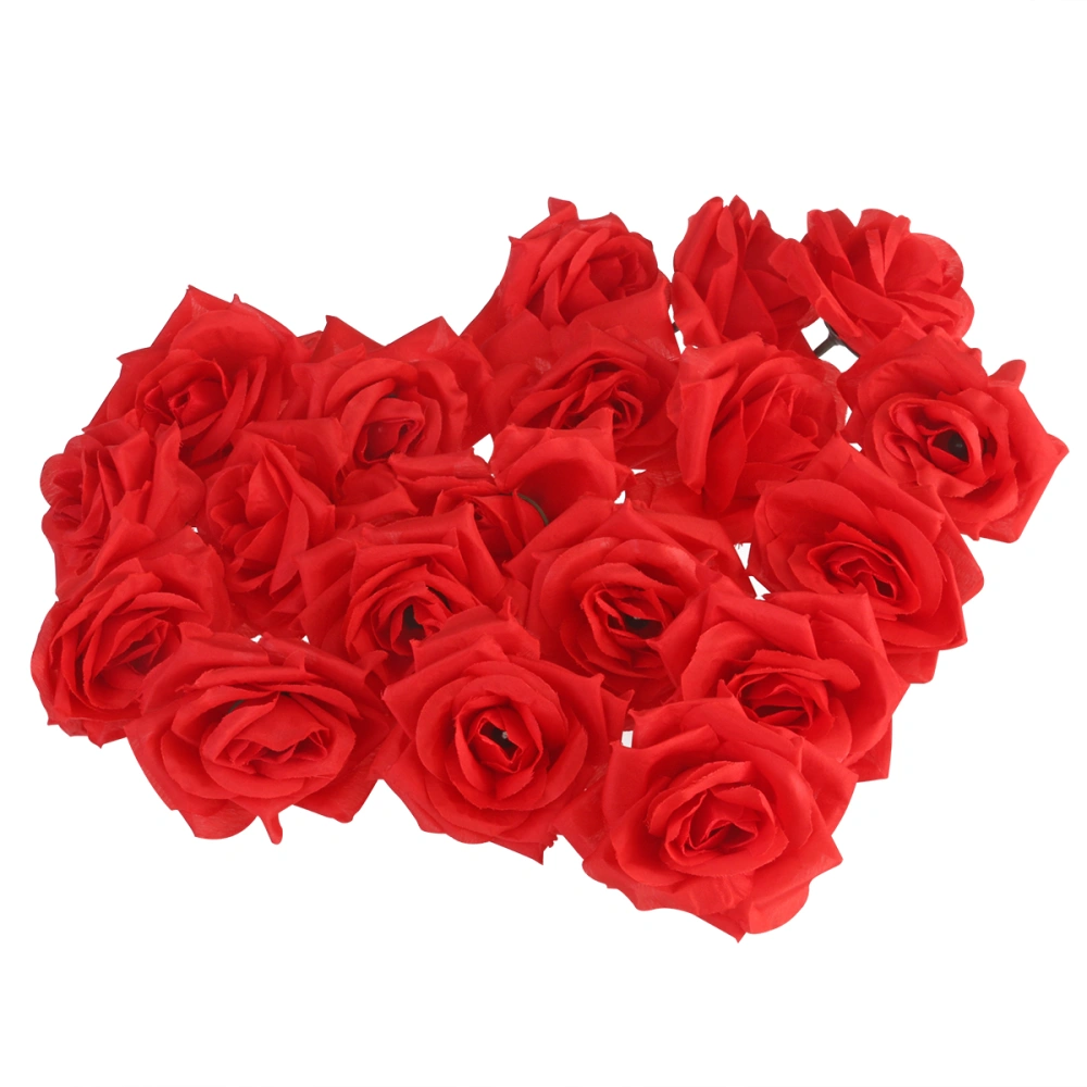 NUOLUX 20pcs Artificial Curving Brim Rose Flower Craft Home Wedding Christmas Party Decoration (Red)