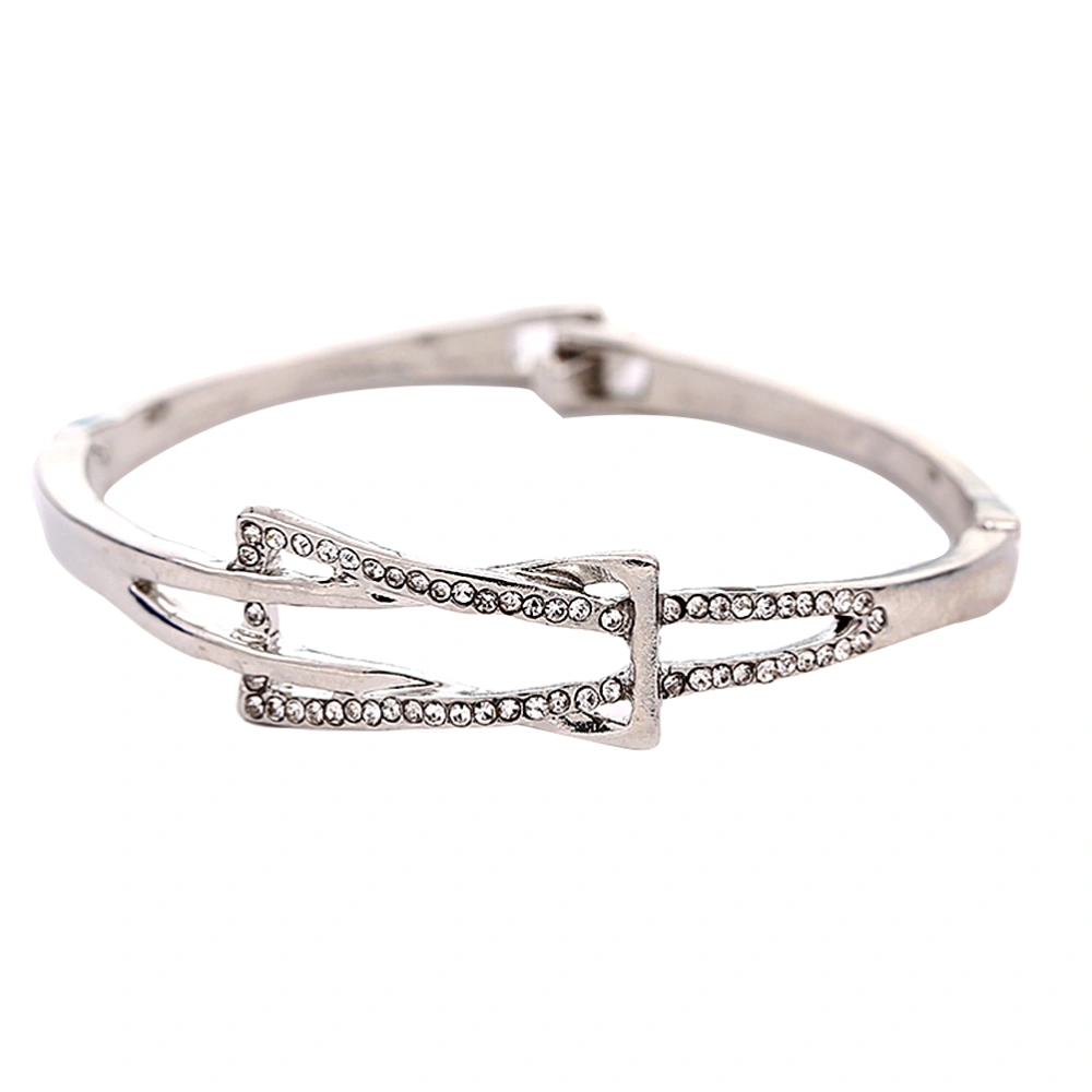 Female Bracelet Stylish Creative Slight Water Diamond Bangle Bracelet for Lady Girls (Silver)