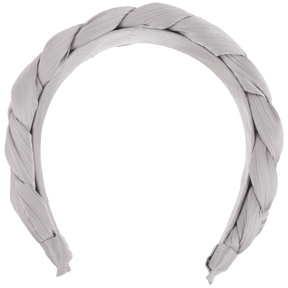 1pc Cloth Braid Hair Band Fashion Hair Headband Creative Hair Accessories for Women Girls Grey