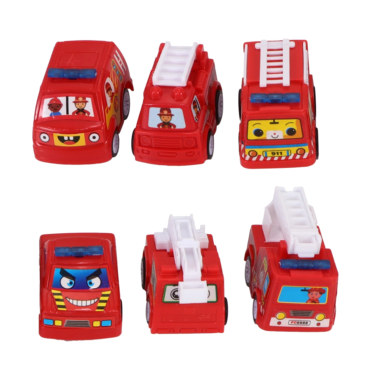 1 Set/6pcs Construction Vehicle Toy Trucks Mini Size Push and Go Sliding Fire Truck Car Models Early Educational Toy for Children over 3 Years Old Boys Girls Kids Gift