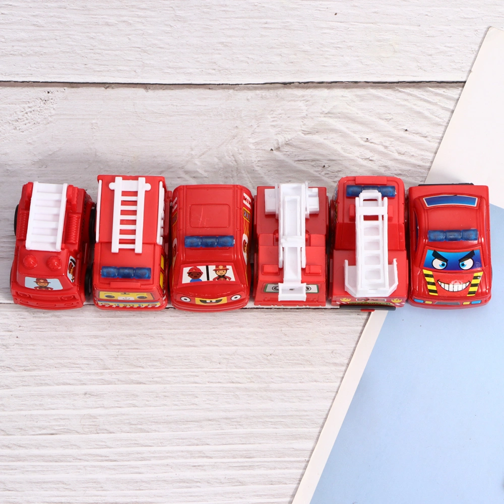 1 Set/6pcs Construction Vehicle Toy Trucks Mini Size Push and Go Sliding Fire Truck Car Models Early Educational Toy for Children over 3 Years Old Boys Girls Kids Gift