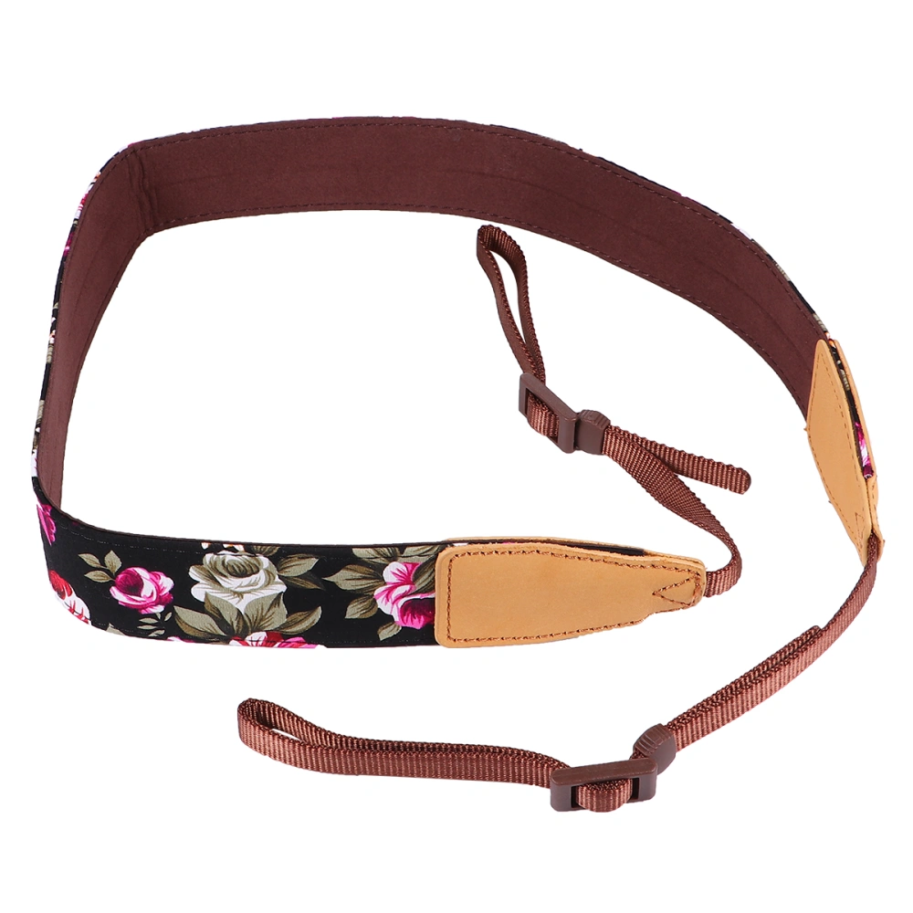 Crossbody Vintage Digital Camera Strap Universal Printed Camera Strap for Outdoor Travel (Black)