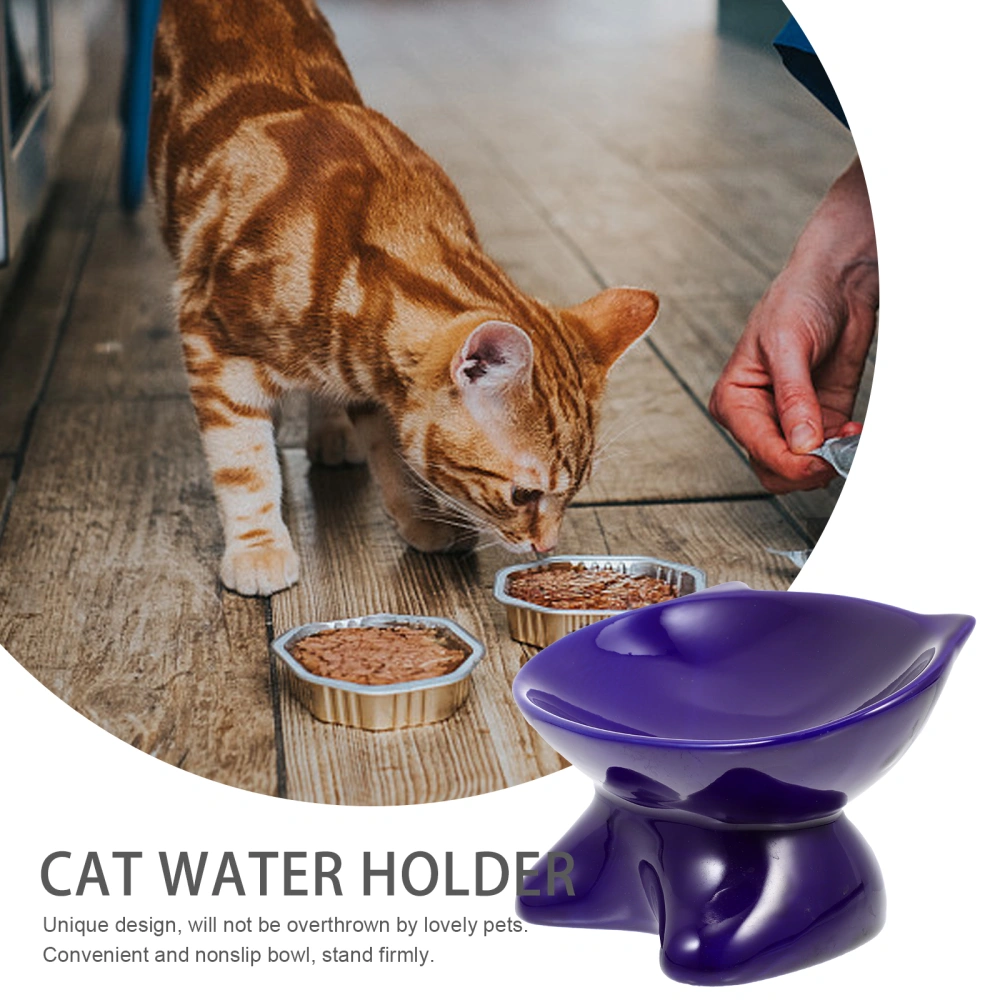 Ceramic Pet Feeding Bowl Sloping Dog Food Basin Cat Face Shape Water Holder