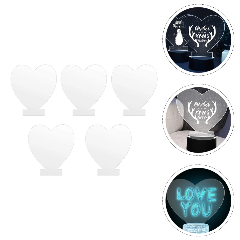 5Pcs Heart Shaped Acrylic LED Light Plate DIY Light Plate Transparent Light Board