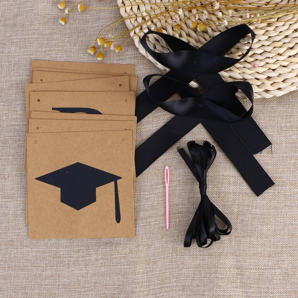 Congrats Kraft Paper Banner Sign Photo Props Perfect Square Decorations for Graduation Party 3 Metres (Black and Brown)