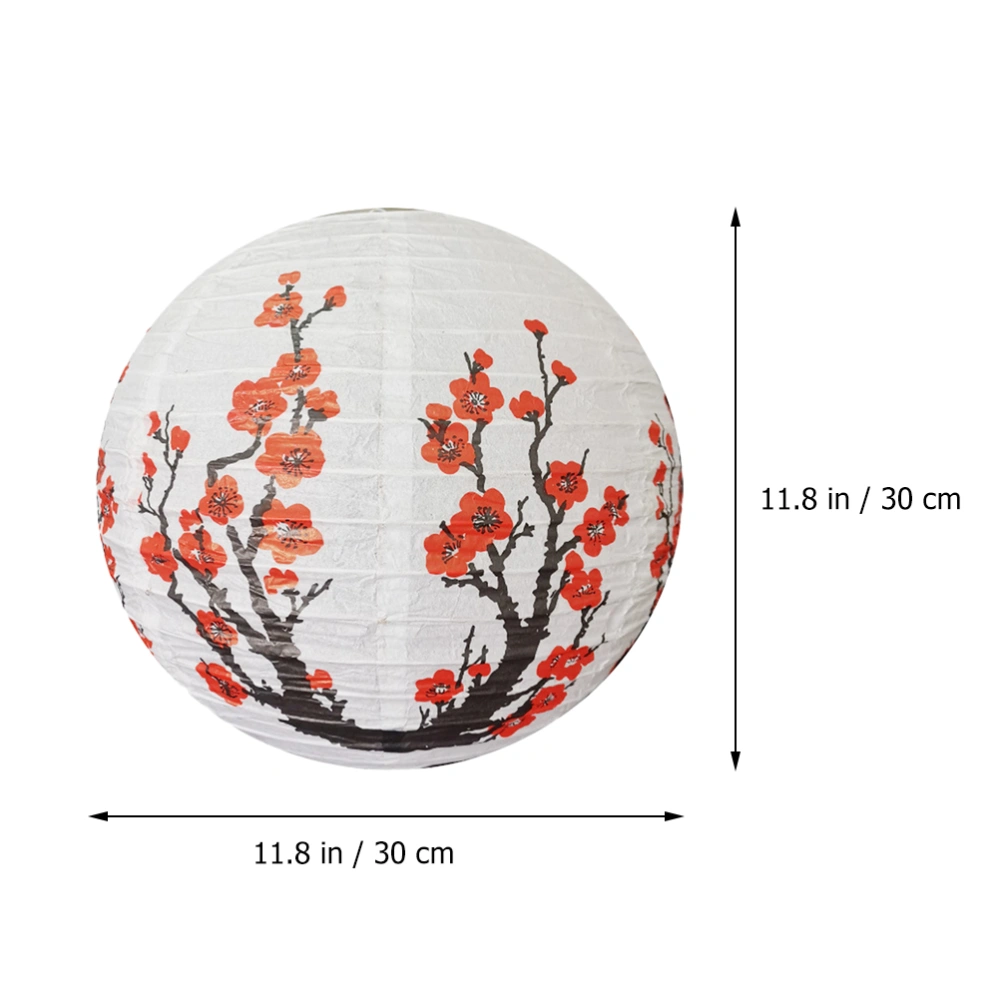 1 Set 5Pcs Red Flower Paper Lantern Chinese Paper Lamp Lantern (White Red)