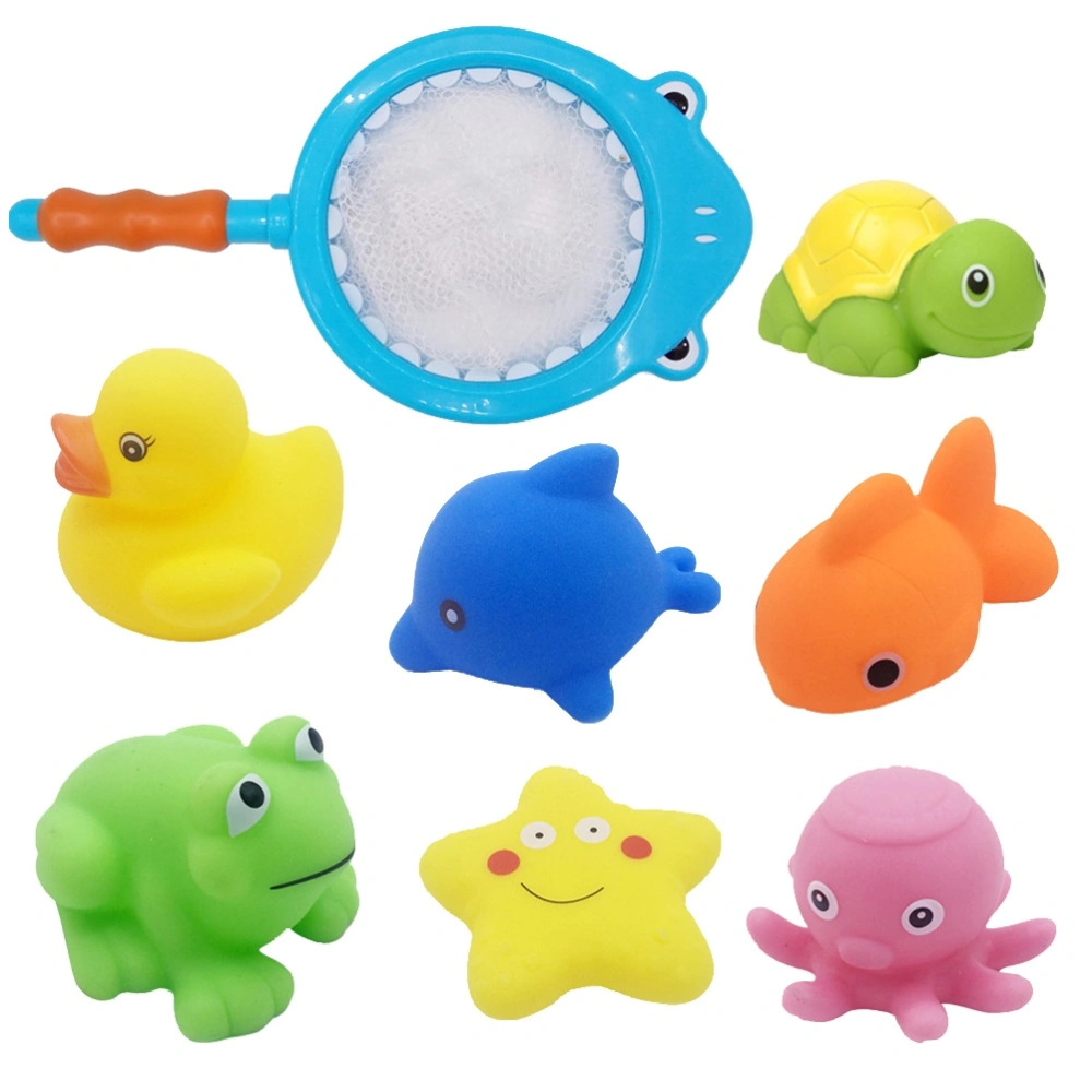 8pcs Baby Fishing Floating Squirts Toy Bath Toys  Bath Time Toys Set Sand Fishing Toy