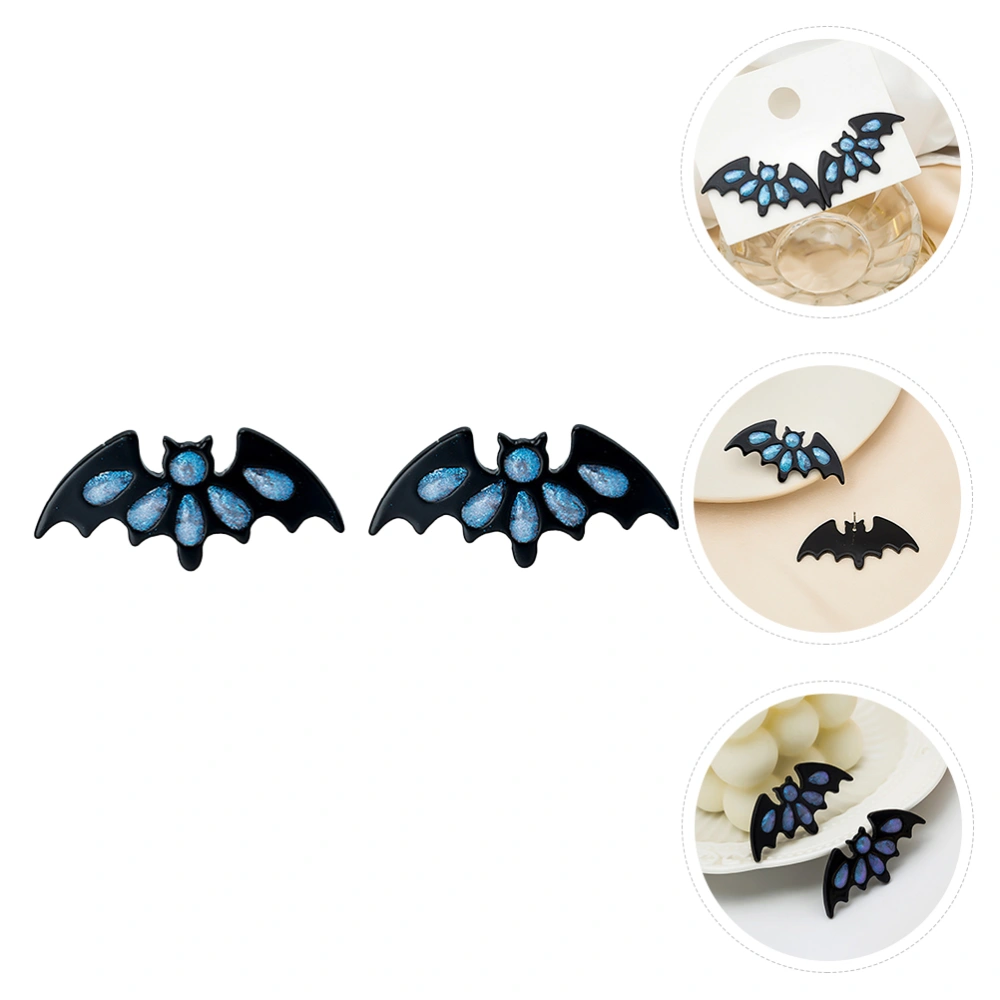 1 Pair Halloween Funny Bat Earrings Glitter Ear Studs Ear Dangler Party Earrings