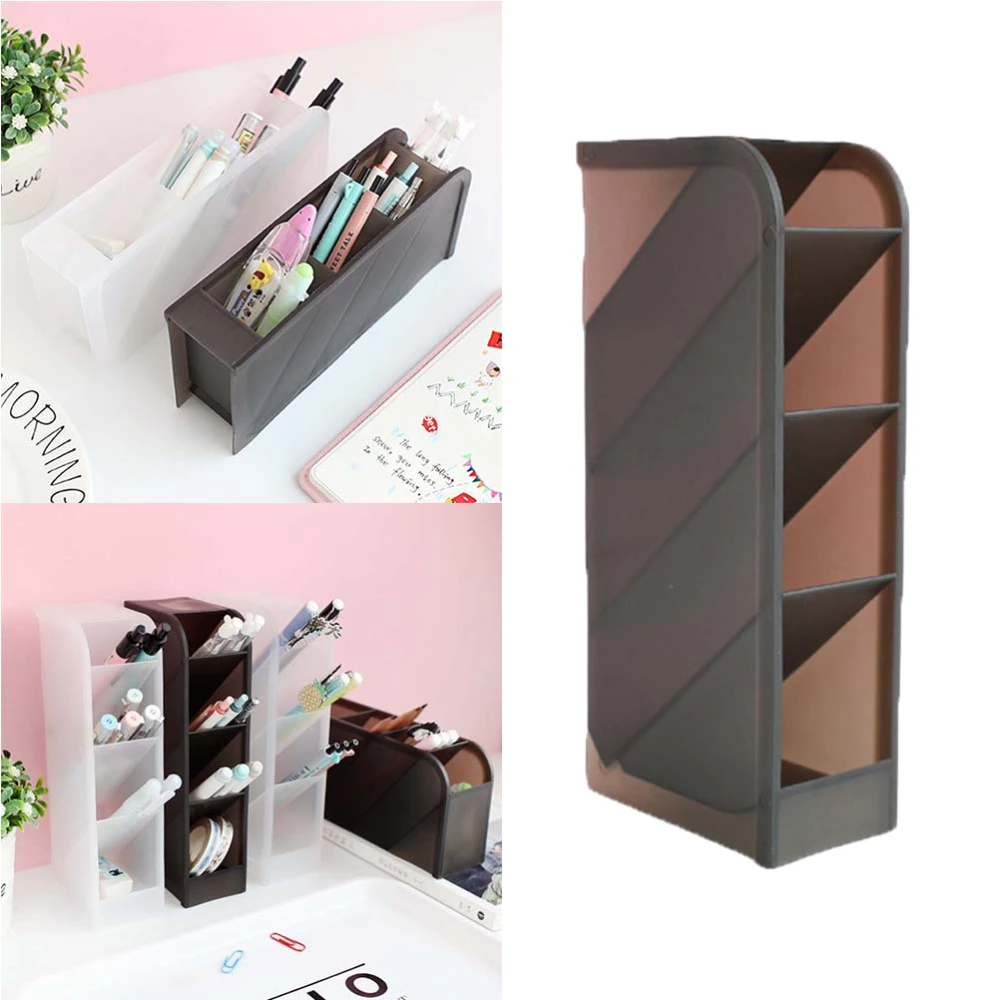 Creative Pencil Holder Plastic Pen Holder Pen Container Desktop Stationery Organizer for Home Office School Use (Black)