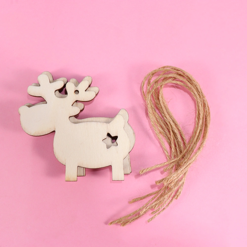 30pcs Wooden Christmas Pendants Blank DIY Painting Tag Xmas Hanging Ornament Decoration (Deer with Hollow Star)