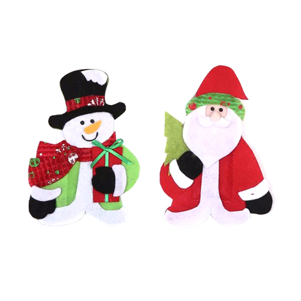 6pcs Adorable Christmas Tableware Holder Creative Storage Pouch Christmas Santa and Snowman Design Cutlery Bags Delicate Silverware Bags Decor Without Cutlery(Santa and Snowman, 3pcs for Each Pattern)