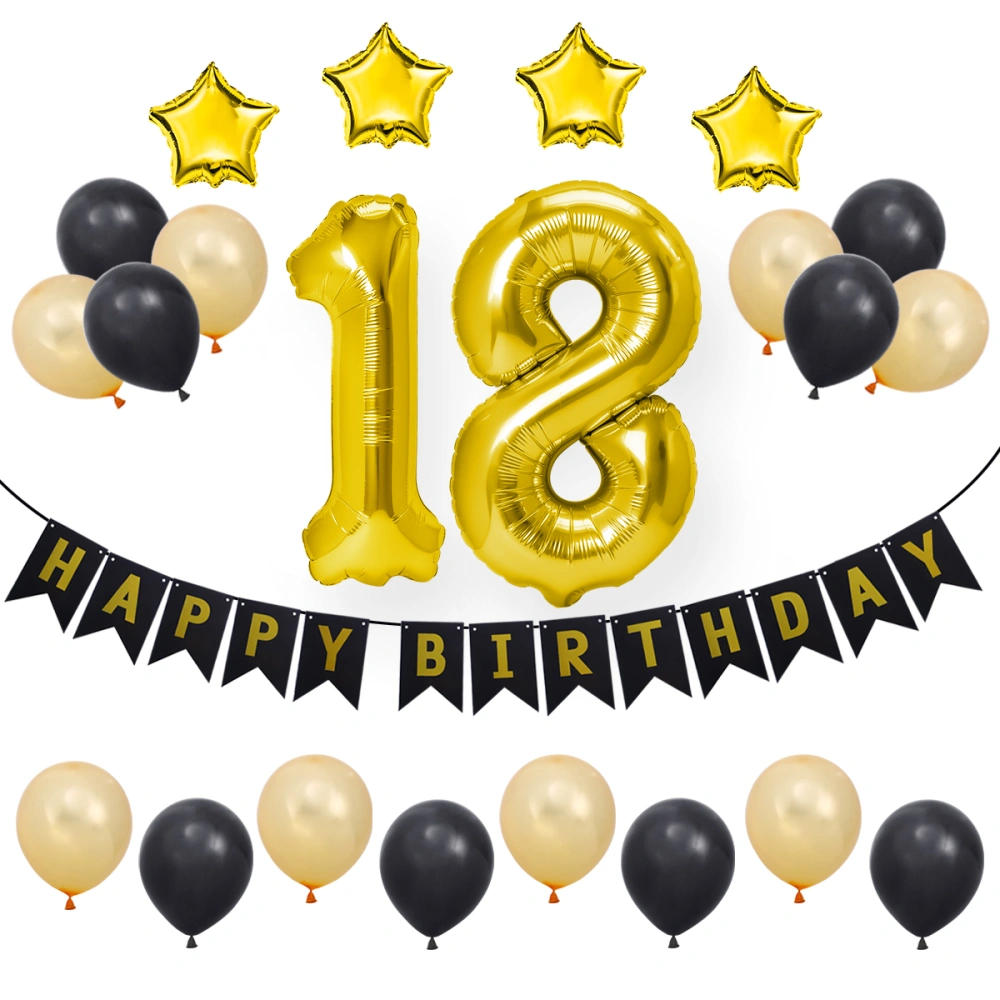 23 Pcs 18th Happy Birthday Decorations Party Supplies Aluminum Foil Balloons Bunting Banners Latex Balloon Set