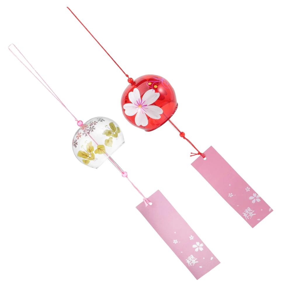 2Pcs Glass Wind Chime Japanese-style Wind Chime Label Pendant Chime Bell for Garden Backyard