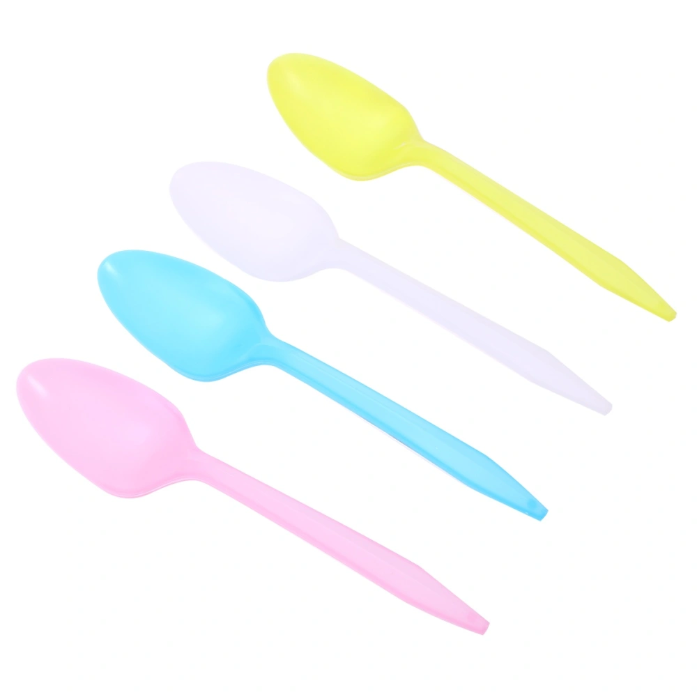 24pcs Disposable Plastic Spoons Party Cutlery Spoons Birthday Party Tableware for Jelly Ice Cream Dessert (Random Color)