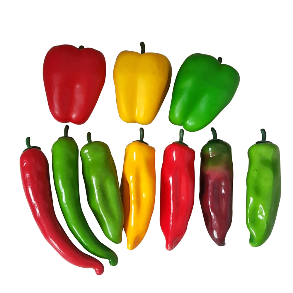 10pcs Artificial Simulation Chillies Decoration Table Showcase Ornaments Decorations Window Display Realistic Crafts Fake Vegetable Photo Props Home House Decor (Mixed Style)