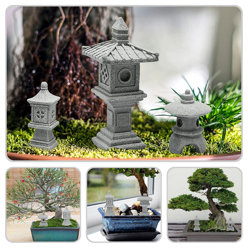 1 Set of Pagoda Statue Tower Statue Zen Garden Pagoda Decor Bonsai Miniature Pagoda