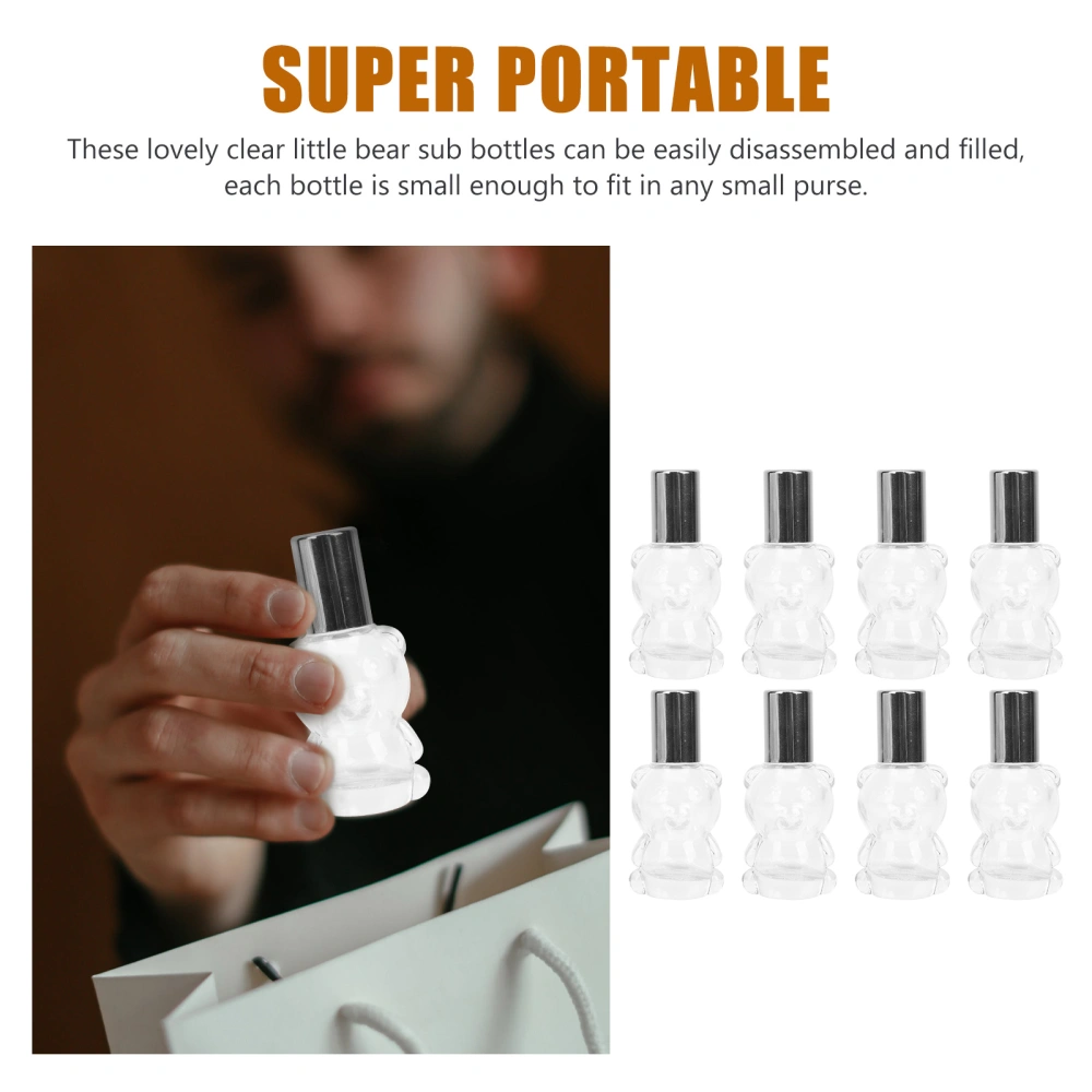 8PCS Portable Bear Roller Bottle Compact Perfume Sub Bottle Transparent Travel Bottle