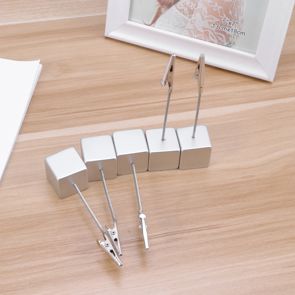 10pcs Cube Resin Picture Memo Note Photo Clip Holder Desk Alligator Clip Holder Wedding Holder DIY Gift(Silver)