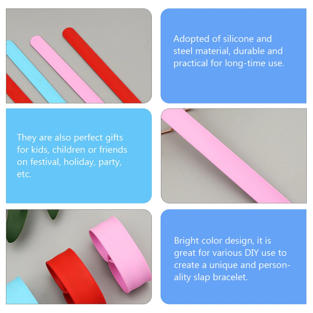 4pcs Silicone Slap Bracelets Colored Slap Bracelets DIY Slap Bracelets Party Favors