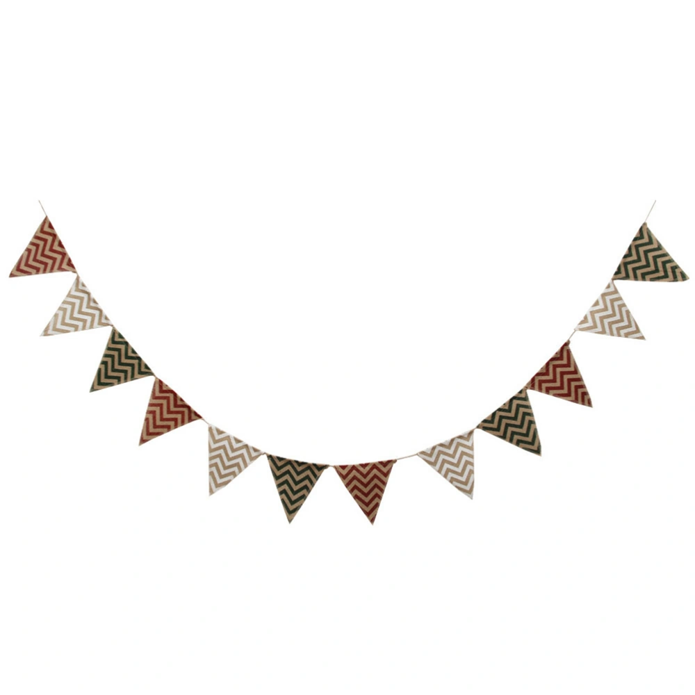 1PC Party Pennant Linen Bunting Banner Garland Photo Props Pull Flag Layout Supply for Christmas Wedding Birthday