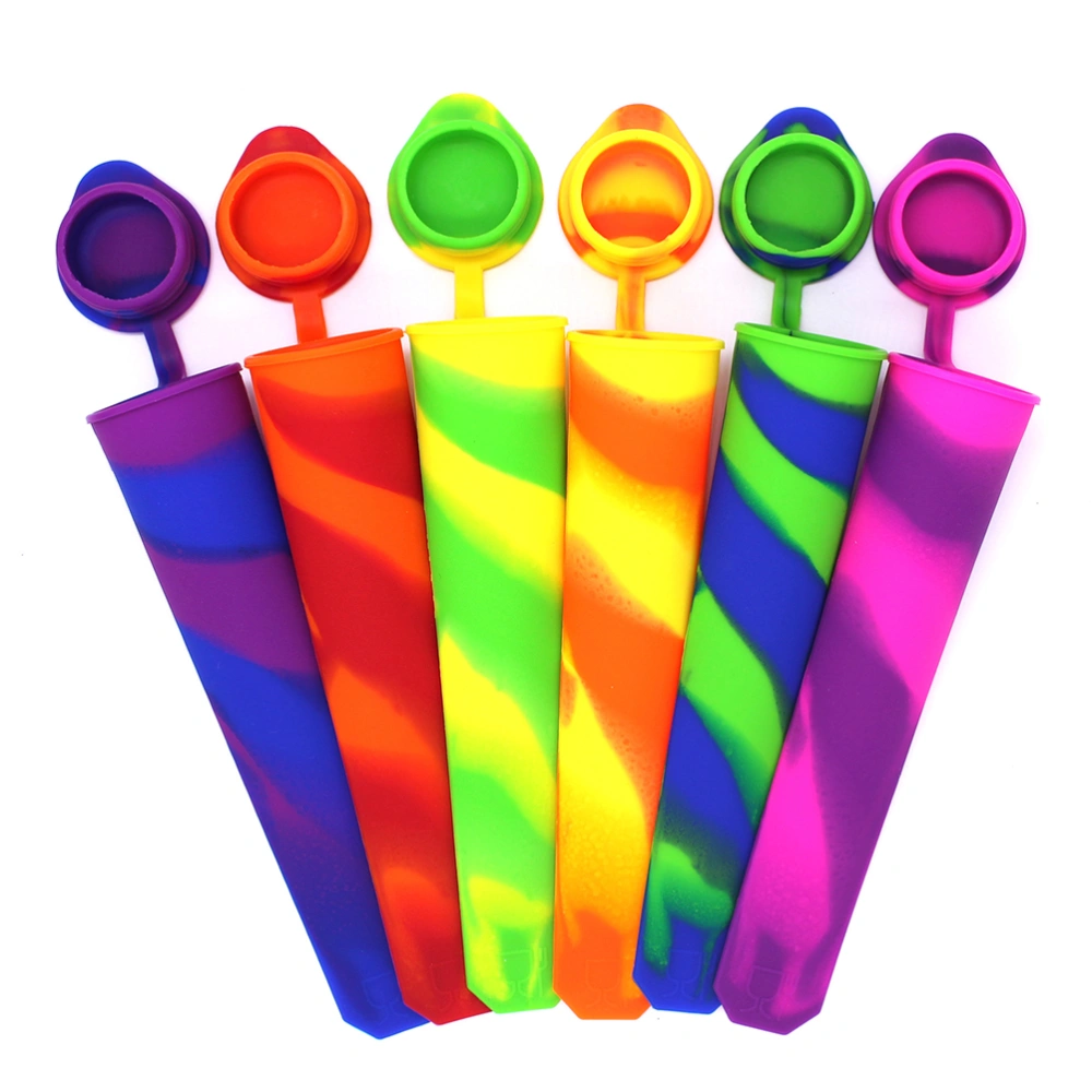 6pcs DIY Multifunction Silicone Popsicle Molds Summer Ice Mold Tubes Ice Cream Bar Maker (Mixed Colors)