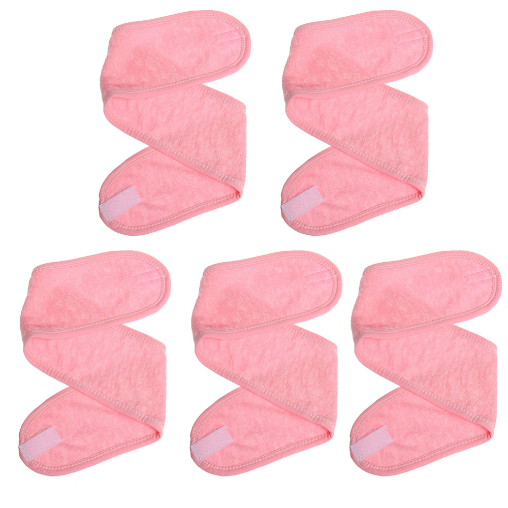 5PCS Washing Face Headband Scarf Headwrap Headdress for Yoga Home Keeping Warm (Pink)