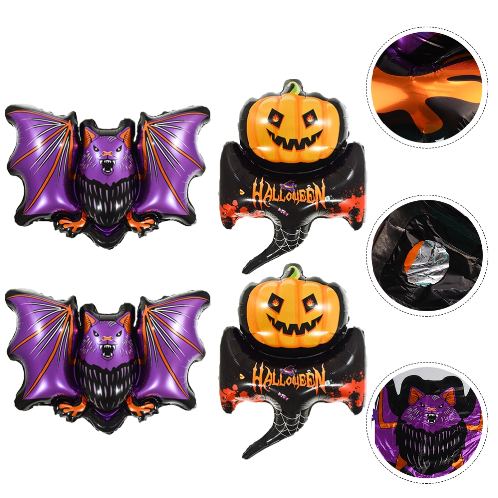 4 Pcs Bat Pumpkin Ghost Balloons Halloween Aluminium Film Balloons Party Decor