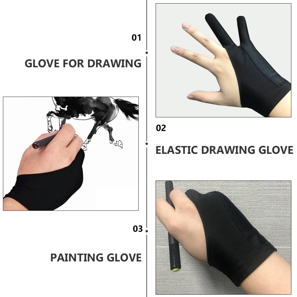 4PCS Two-Finger Artist Gloves Elastic Gloves Graphics Drawing Tablet Gloves